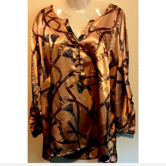 Cato Top Size 26/28W High Low Tunic Baroque Print - Picture 2 of 11